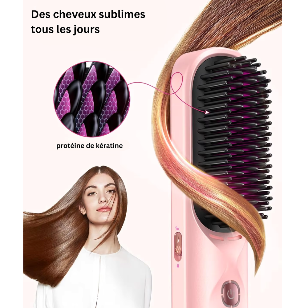 Brosse Lissante Chauffante Sans Fil